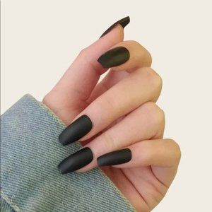 🎉 New Black Coffin Press On Nails Set